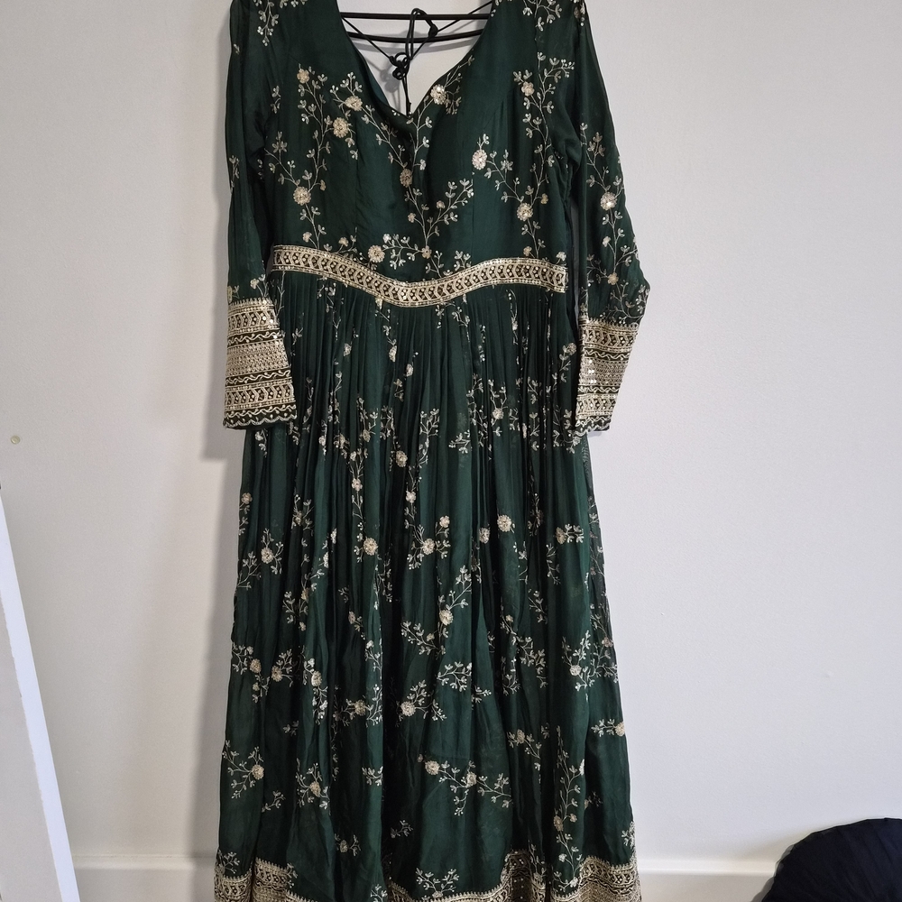 Chic Dark Green Embroidered Salwar by [Brand]